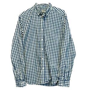 BODEN Shirt Men's Large Blue Green Check Long Sleeve Button Down Collared Work